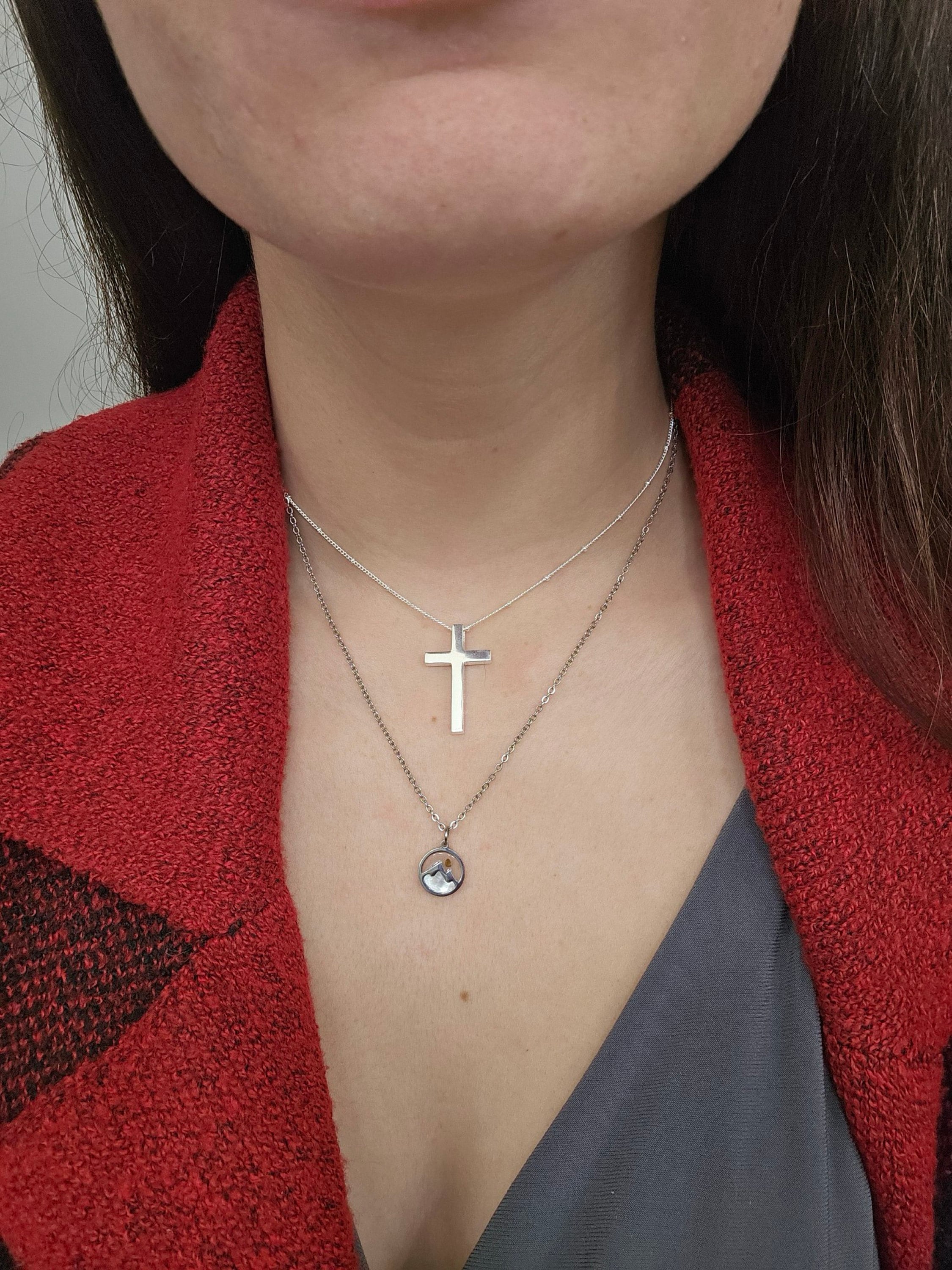 Personalized Cross Necklace in Gold / Silver / Rose Gold, Custom Bible Verse and Name Engraving, Religious Jewelry Gift for her