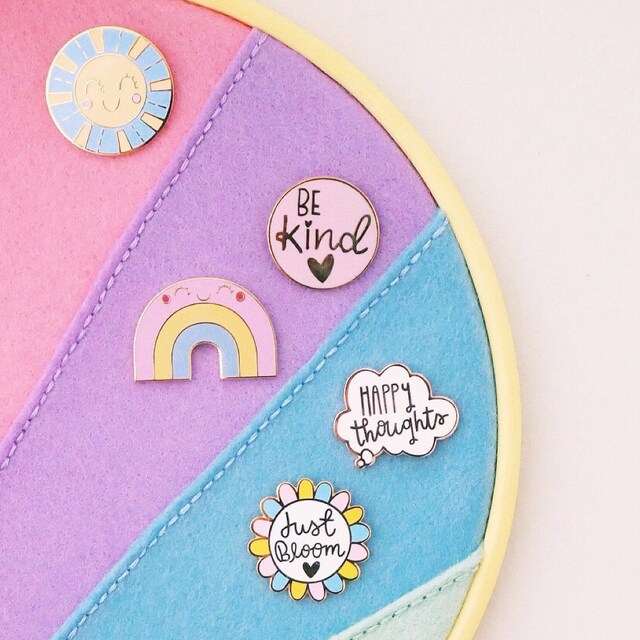 Vegan felt pastel rainbow enamel pin holder // MADE TO ORDER Etsy