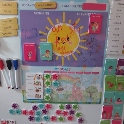 Children's Magnetic Daily Routine Chart/goals Chart, Mindfulness Chart ...
