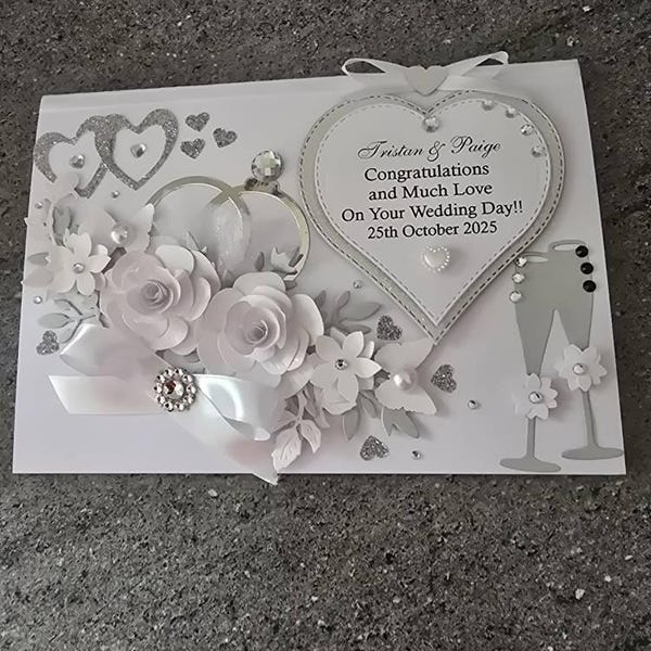 Luxury Handmade PERSONALISED Card WEDDING Day Anniversary Engagement ...