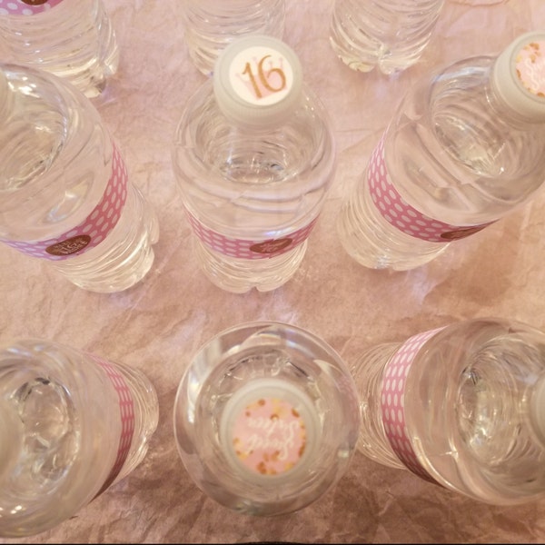 Pink and Gold Sweet 16 Party Favor Chocolate Kisses Stickers, Happy ...