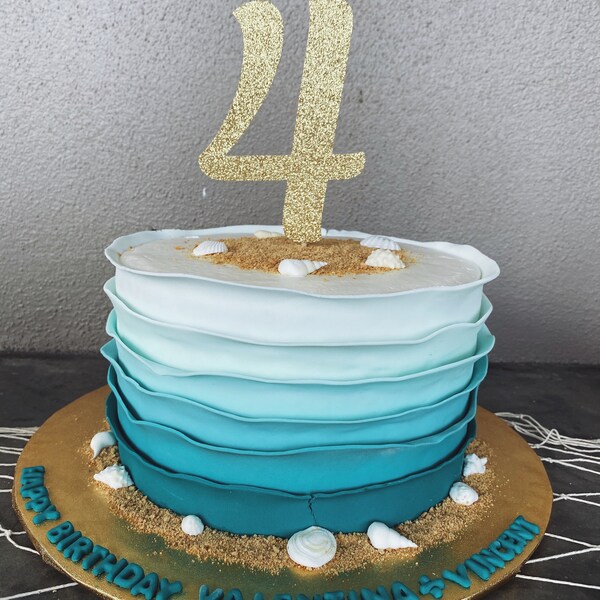 Glitter 4 Cake Topper • Four Cake Topper • Age Cake Topper• Number Cake ...
