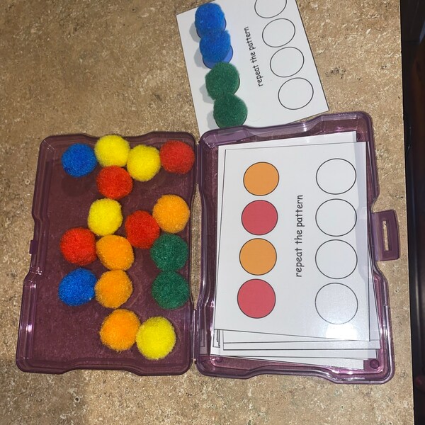 Pom Patterns Task Box Activity Set- Montessori Learning Toy for ...