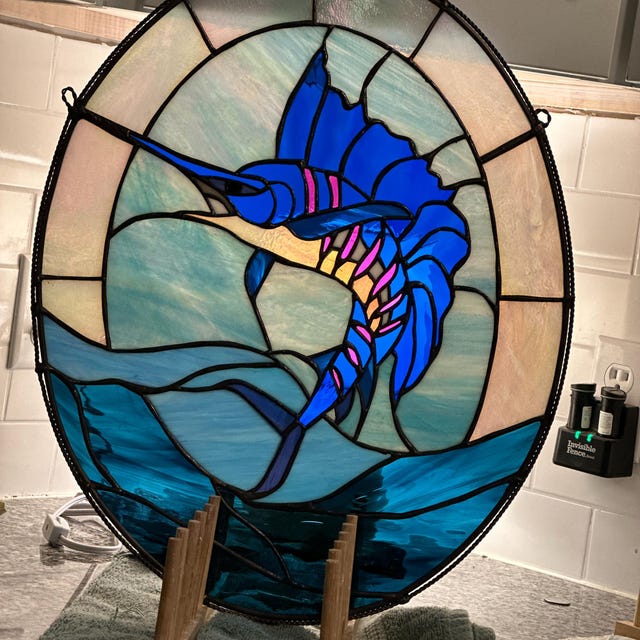 Blue Marlin, Sailfish, Stained Glass Pattern PDF Download - Etsy