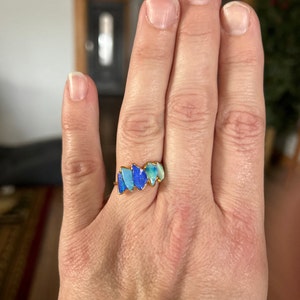 Customer photo from natalieallen941, 5 Stone Raw Opal Ring in Yellow Gold