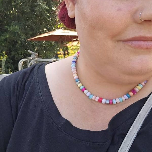 Blush Radiance Pink Opal Beaded Necklace
