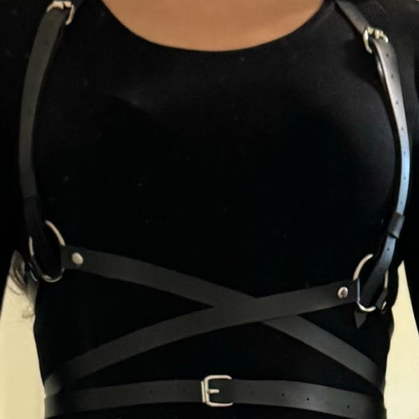 Cupless Leather Harness and Panty