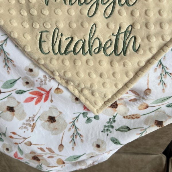 Personalized Baby Blanket Girl – Custom Monogrammed Minky – Newborn Shower Gift