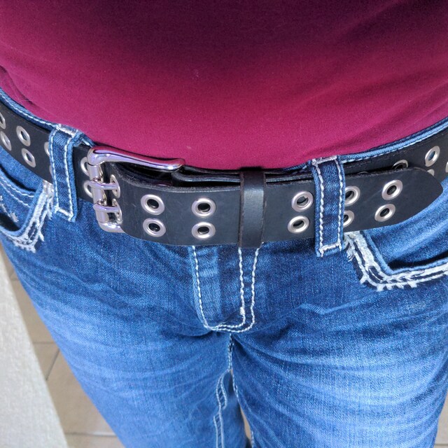 小物 KAMIEN DOUBLE HOLE BELT emostanceclub Men's Classic Leather Belt, Double Prong Retro Style