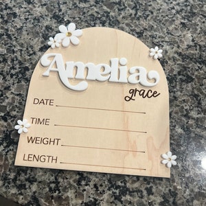 Ocean Waves Epoxy Birth Announcement Sign Baby Name Sign Baby Keepsake ...