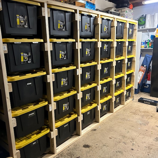 27-gallon Tote Storage Rack Plan (PDF): 6-wide X 5-high Racks (30 Totes ...
