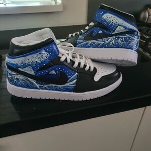 Custom Air Jordan 1 Mid Hand Painted Nike Custom Sneakers - Etsy