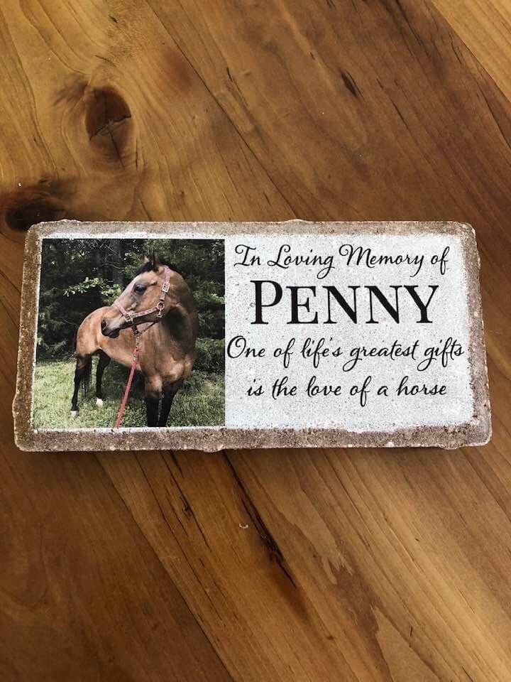 Personalized Horse Pony Memorial Stone. 8x4 Stone Brick. Burial Marker. Indoor/Outdoor Horse Memorial. Custom Horse Sympathy Gift.