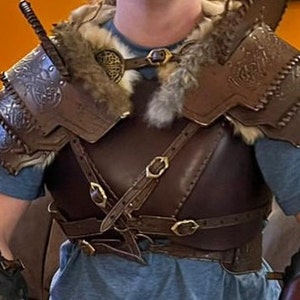 Hombrera de cuero estilo fantasía vikingo para larp y cosplay. armadura  vikinga inspirada en Skyrim -  México