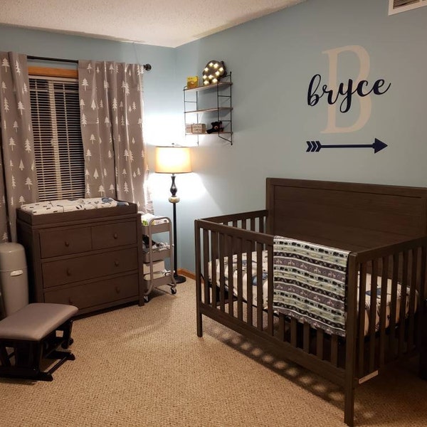 Personalized Decal Boys Vinyl Wall Decal Nursery Decor Name Initial and ...