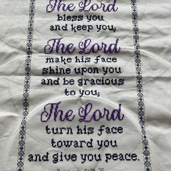 Christian Cross Stitch Pattern - Numbers 6:24-26 'the Lord Bless and ...