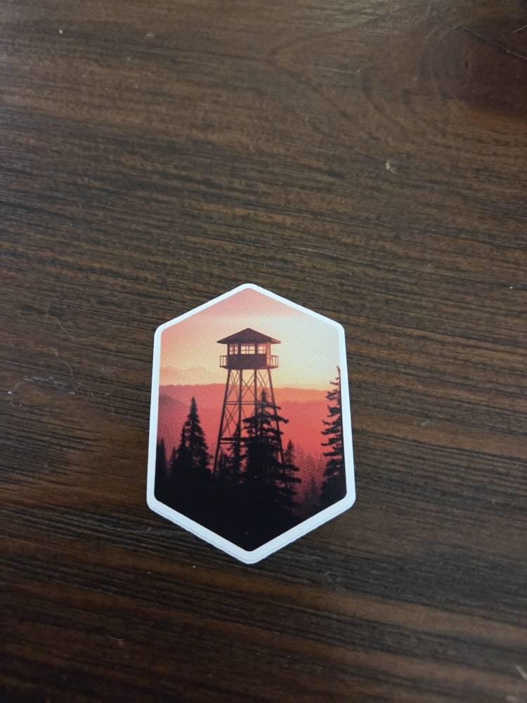 Customer photo of Firewatch Tower Sunset Vinyl Sticker