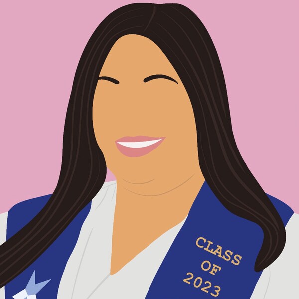 Senior. Graduation Gift. Custom Minimalist Portrait. Faceless Digital ...