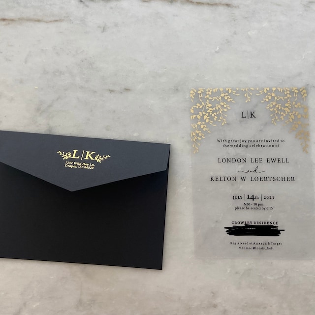 diy acrylic wedding invitation card with foils