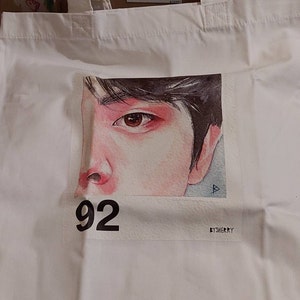 BTS Tote Bag Canvas Bag 100% Organic Cotton Watercolor Art 