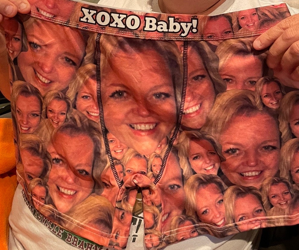 CUSTOM CHRISTMAS BOXERS. Randomly scattered Faces With Santa Hat Personalised Photo Boxer Shorts Xmas Gift For Him Men Underwear Underpants.