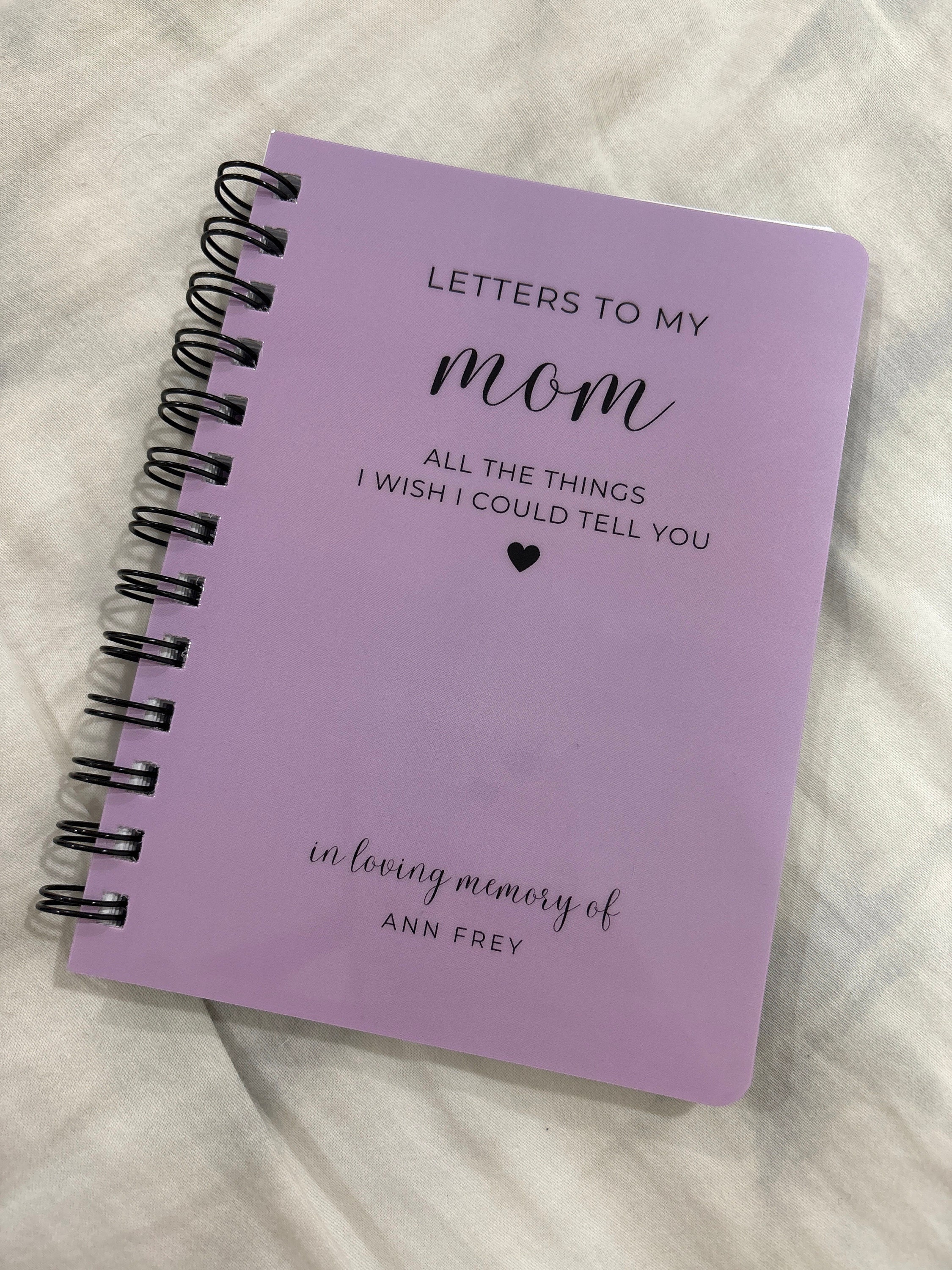 Loss of Mother Memorial Gift, Letters to My Mom in Heaven Notebook, Mom Loss Grief Journal, Sympathy Gift Personalized Notebook Bereaved
