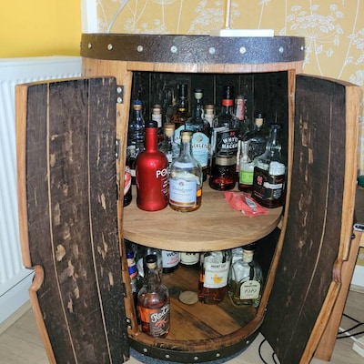 ROTATING SHELF Whisky Barrel Cabinet_oak Barrel-bar_handmade - Etsy