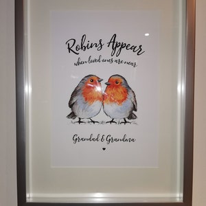 Robin Memorial Art Print"Robins Appear" Bereavement Loss GiftUnframed 