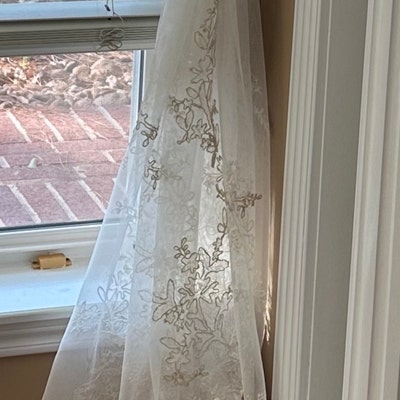 Pair of Victorian Style White Lace Curtain With Lace Trim - Etsy