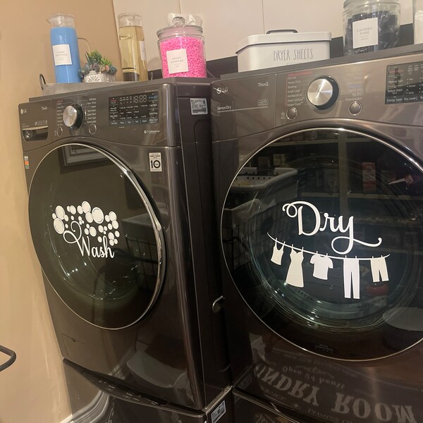 Wash Dry Laundry Vinyl Decal - Laundry Room Decor D00387 - Etsy
