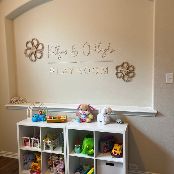 Personalised Playroom Sign – Wooden Wall Script Art, Custom Kids Room ...
