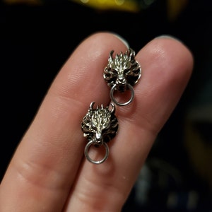 Cloud Wolf Stud Earrings in Sterling Silver - Final Fantasy Cloud Wolf Stud Earrings in Sterling Silver - Final Fantasy