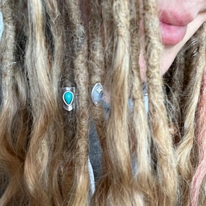 Eco Sterling silver & Moonstone dreadlock/braid/hair adjustable cuff. Hair Jewellery. Dreadlock cuffs. Braid beads. Beard cuff. Handmade.