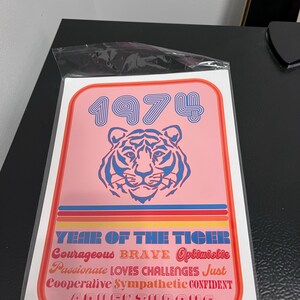1974 Year of the Tiger Print | Retro Chinese Zodiac Wall Art - Etsy
