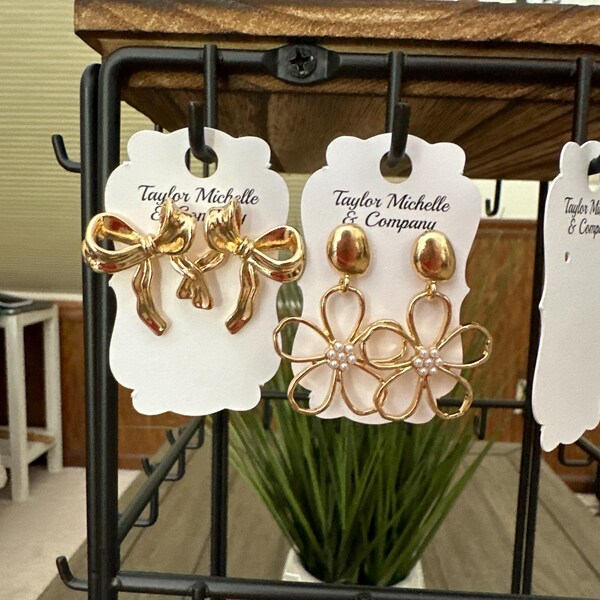 Custom Earring Cards With Your Logo Jewelry Display Cards Fancy Die Cut ...