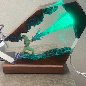 完売品80周年ダンボ サーカス フィギュア LEDライト アニメナイトランプ エポキシランプ 木と樹脂から手作り カスタム