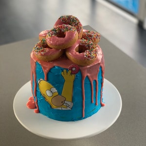 Homer Simpson Pre Coupe Gateau Glacage Comestible Topper Image Etsy France