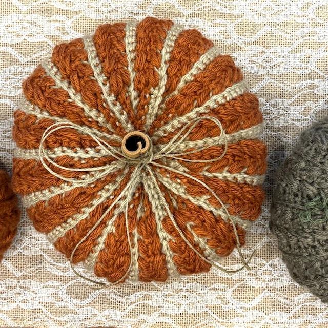 A customer's finished Wheat Stitch Pumpkin Spice Crochet Trio Pattern