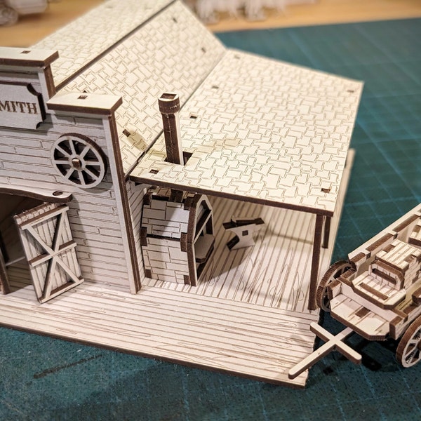 Wild West Blacksmith With Cargo Wagon SVG | XCS | Dxf | LBRN | Scale ...
