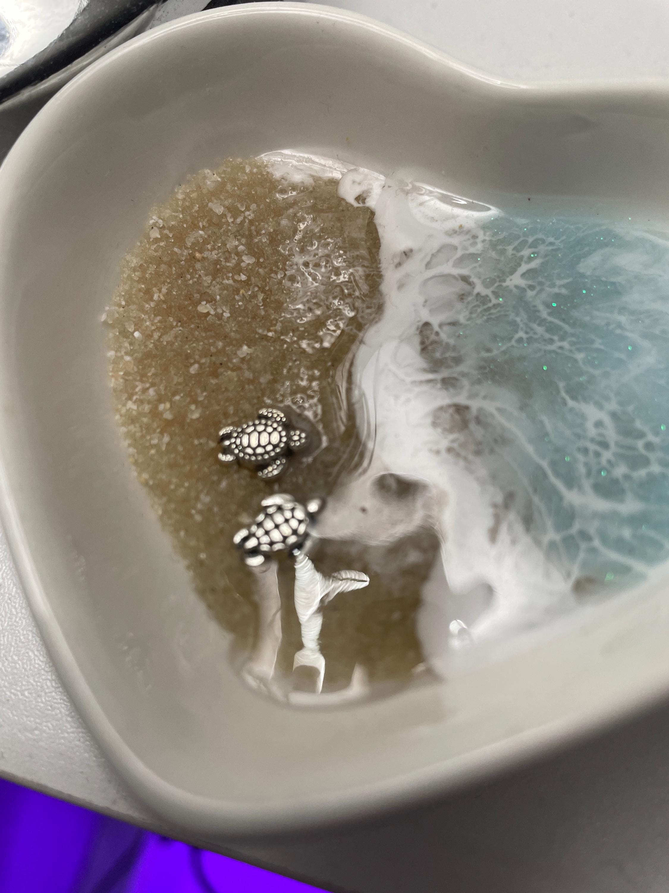 Personalized Turtle Ring Dish Custom Wedding Gift Engagement Engaged Fiancé Wife Custom Ocean Decor Beach Ceramic Heart Woman Anniversary
