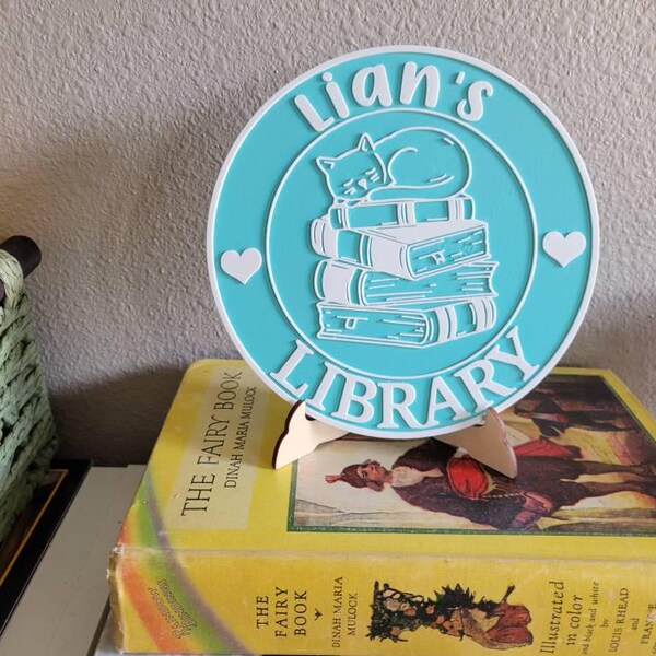 Personalized Library Sign Custom Book Decor Color 3D Printed Bookish ...