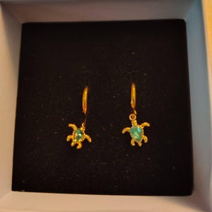 Review photo by Jen for Gold Sea Turtle Huggie Earrings