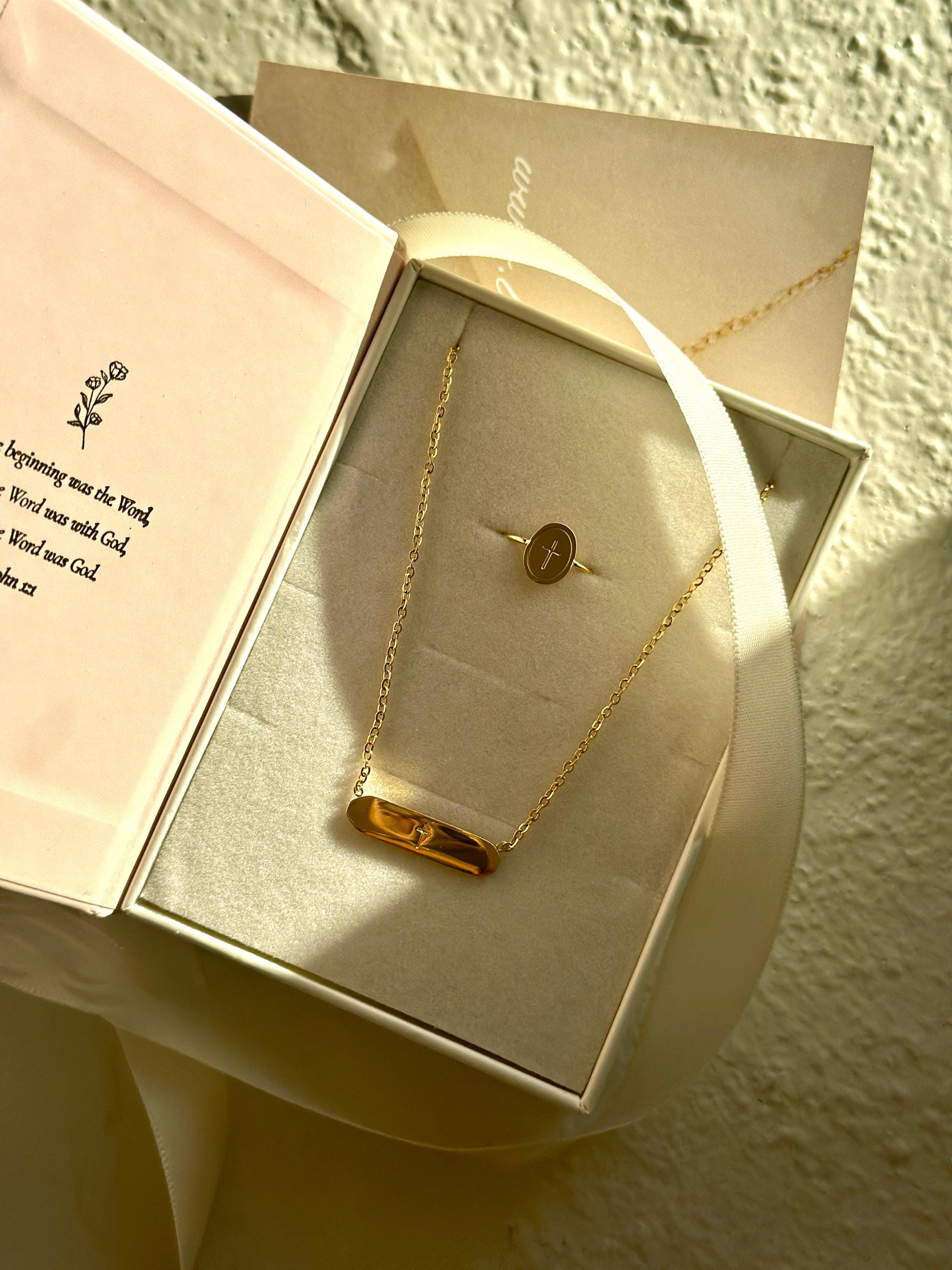 Ovaler Kreuzring, Erbstück Kreuzring, christliches Schmuckgeschenk, Schriftring, Glaube Schmuck, christliches Geschenk, Jesus Schmuck, Gold Kreuz Ring