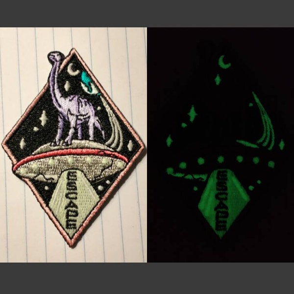 Brontosaurus Dinosaur Space Patch - UFO Escape - Glow in the Dark ...