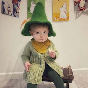 Green Felted Fairy Hat Felt Wool With Feather, Festival  display picture 1
