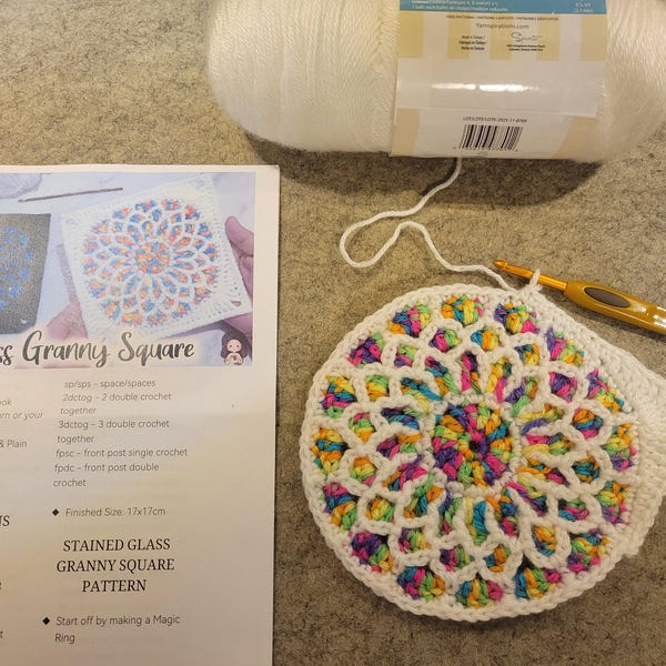 Crochet Stained Glass Granny Square PDF Pattern Etsy