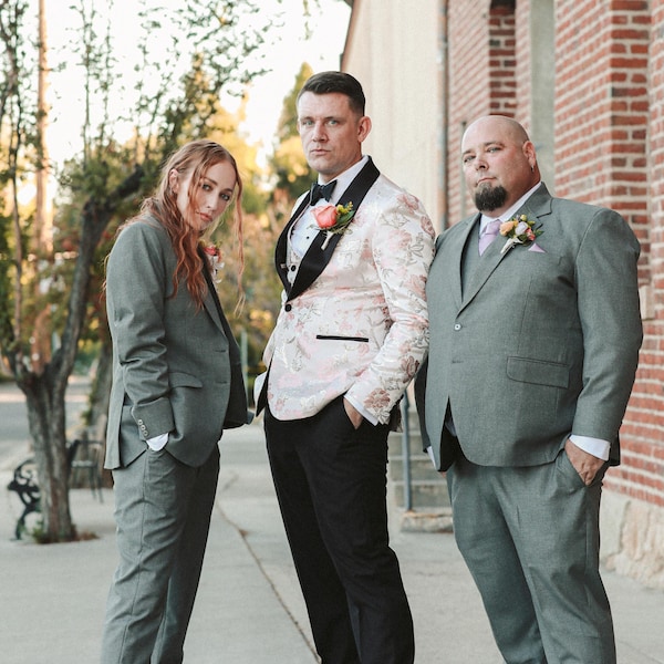 2 Pieces Slim Fit Wedding Suit Peacock Double Breasted Solid Color Men's Suits