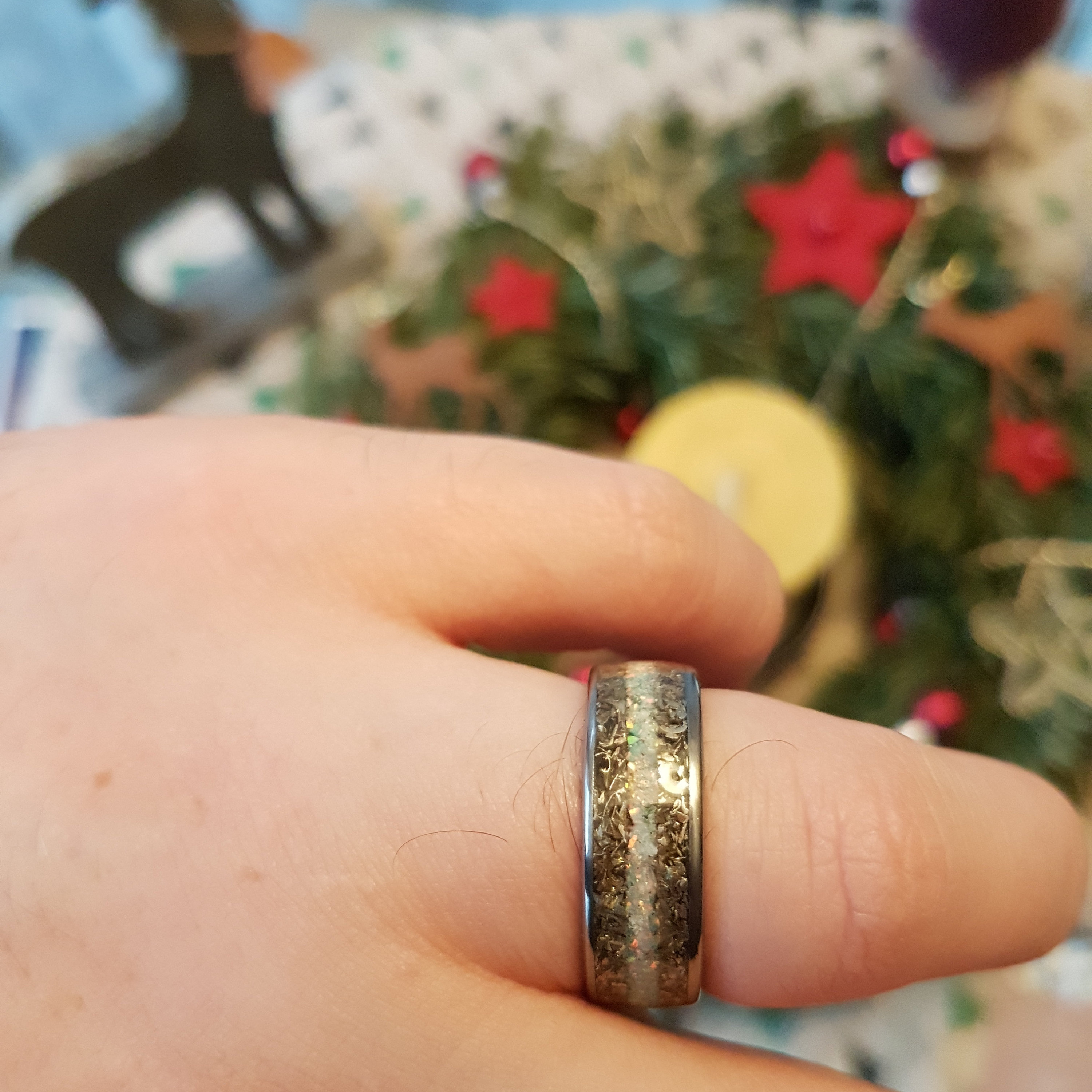 Mokume Gane ring, Damascus ring, Brass ring, Truestone