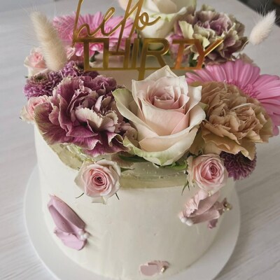 Glitzernder Cake Topper '40th Happy Birthday' – Rosegold, Wiederverwendbar