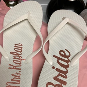 white bridesmaid flip flops
